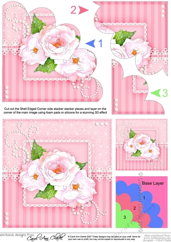A Touch of Elegance Roses Pearls and Lace Shell Edged Corner Side Stacker
