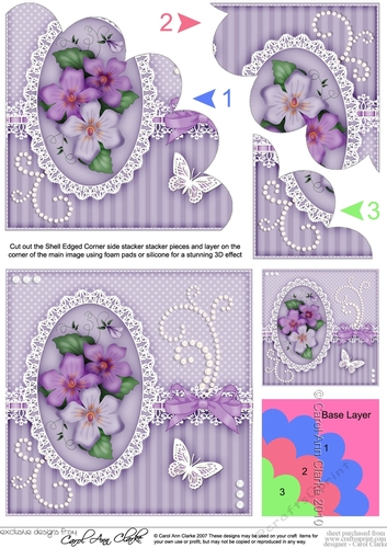 A Touch of Elegance Pretty Violas Pearls and Lace Shell Edged Corner Side Stacker