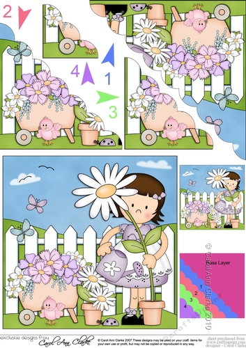 Girlz Suzi is watering her Flowers Scalloped Corner Stacker