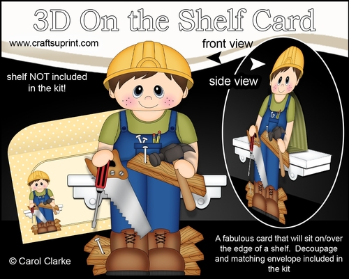 3D On the Shelf Card Kit - Little Hammer & Nail Carpenter Joiner Lonny