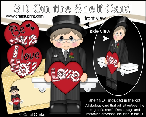 3D On the Shelf Card Kit - Valentine Heart Love & Romance Man Franklyn