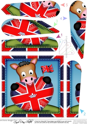 GiGi Horse is flying the Union Jack Flag Heart Fan Pyramage Topper