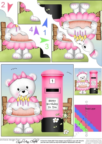 Teddy Tess has a Birthday Cake Scalloped Corner Stacker