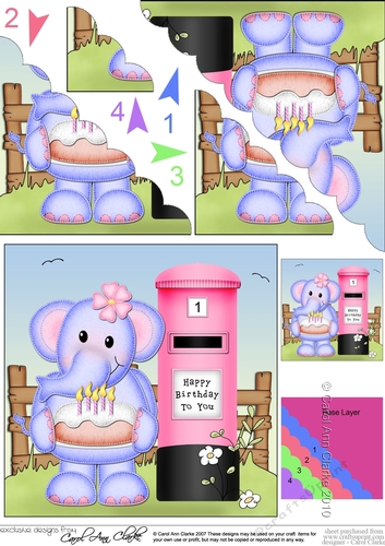 Lola Elephant has a Birthday Cake Scalloped Corner Stacker