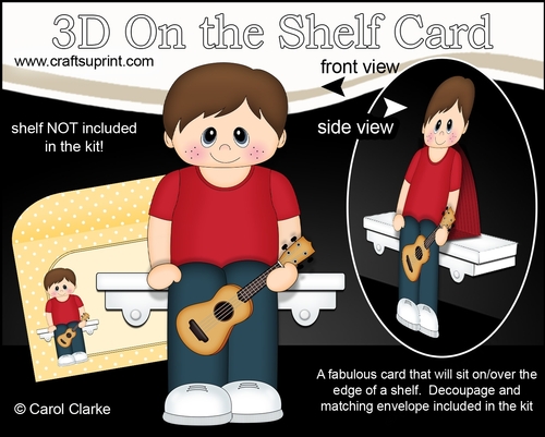 3D On the Shelf Card Kit - Little Ukulele player Johnathan