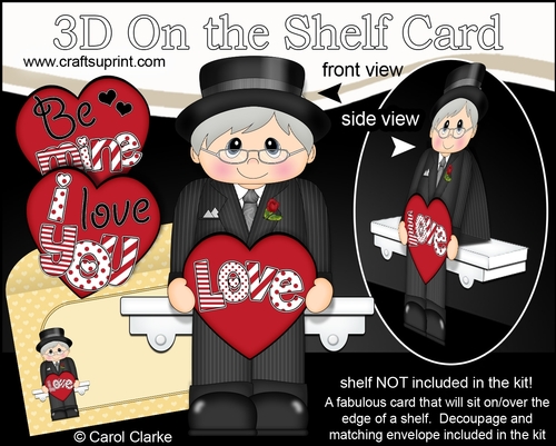 3D On the Shelf Card Kit - Valentine Heart Love & Romance Old Man Bryant
