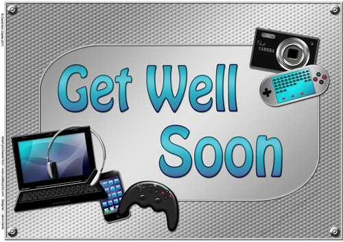 A4 GET WELL SOON Gadgets n Gizmos Card Topper
