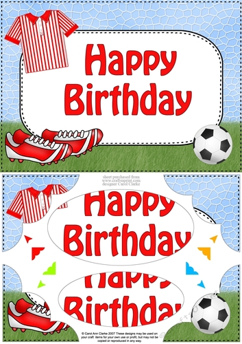 A5 BIRTHDAY Football Scallop Corners and Pyramage