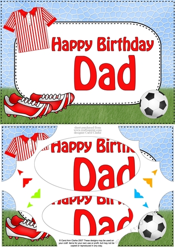 A5 Happy Birthday DAD Football Scallop Corners and Pyramage