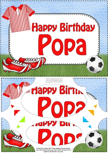 A5 Happy Birthday POPA Football Scallop Corners and Pyramage