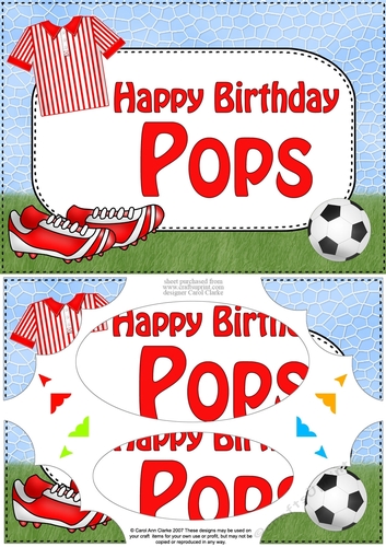 A5 Happy Birthday POPS Football Scallop Corners and Pyramage