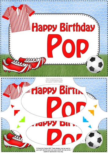 A5 Happy Birthday POP Football Scallop Corners and Pyramage