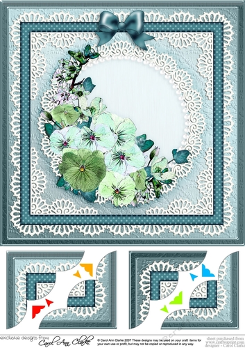 8 x 8 Spring Flowers Scalloped corner Topper