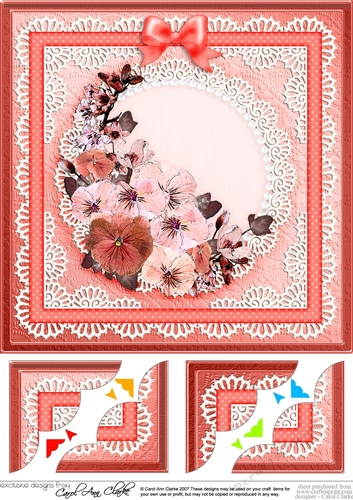 8 x 8 Spring Flowers Scalloped corner Topper