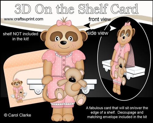 3D On the Shelf Card Kit - Cute Little Baby Meerkat Natalya