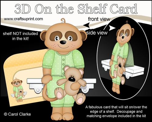 3D On the Shelf Card Kit - Cute Little Baby Meerkat Alexis
