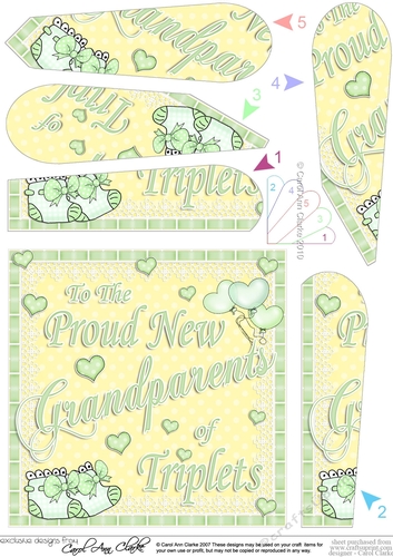 New Baby Proud New Grandparents of Triplets Fan Pyramage Topper