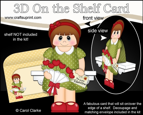 3D On the Shelf Card Kit - Valentine Heart Shaped Roses Love & Romance Teen Cacie