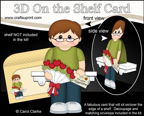 3D On the Shelf Card Kit - Valentine Heart Shaped Roses Love & Romance Teen Alek