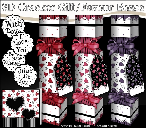 3D Romantic Hearts Valentine Love & Romance Cracker Gift Favour Boxes