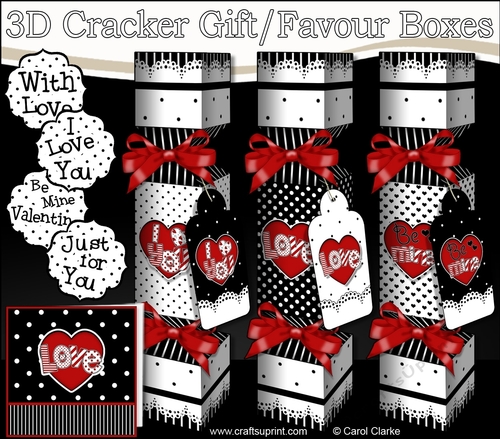 3D Romantic Hearts Valentine Love & Romance Cracker Gift Favour Boxes