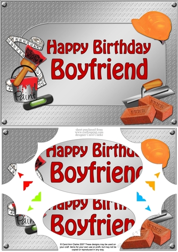 A5 Happy Birthday BOYFRIEND Handyman Tools Scallop Corners & Pyramage