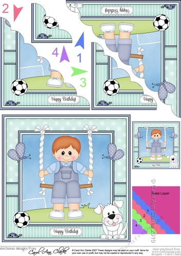 Cute Little Boy Toddler is Swinging High Scalloped Corner Stacker