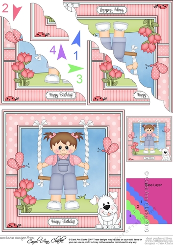 Cute Little Girl Toddler is Swinging High Scalloped Corner Stacker