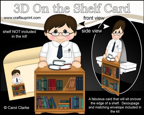 3D On the Shelf Card Kit - Little Book Shop or Librarian Man Emerson