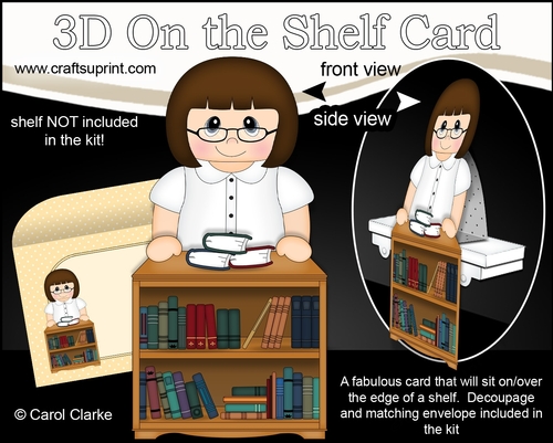 3D On the Shelf Card Kit - Little Book Shop or Librarian Lady Jann