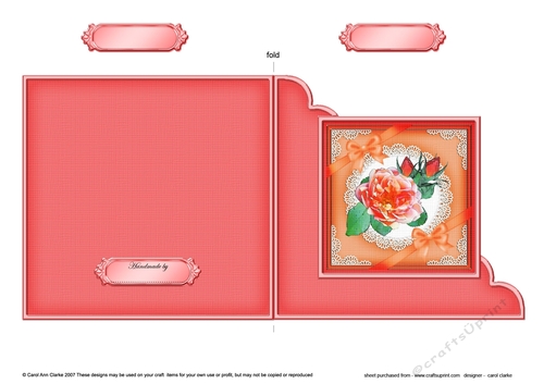 Rose and Lace Cut and Fold Corner Card 