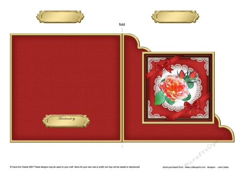 Rose and Lace Cut and Fold Corner Card 