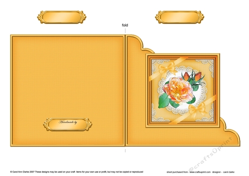 Rose and Lace Cut and Fold Corner Card 