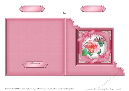 Rose and Lace Cut and Fold Corner Card 