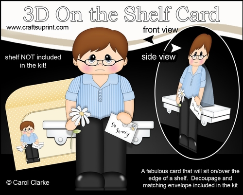3D On the Shelf Card Kit - Otis is very Sorry, Sympathy, Belated Birthday