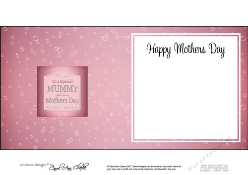 Happy Mothers Day MUMMY pink champers Wine Label square landscape insert