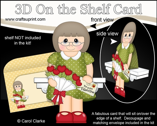 3D On the Shelf Card Kit - Valentine Heart Shaped Roses Love & Romance Older Lady Jodie
