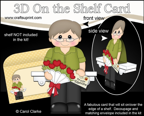 3D On the Shelf Card Kit - Valentine Heart Shaped Roses Love & Romance Older Man Granville