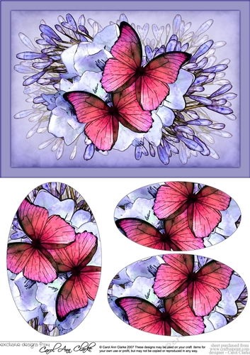 A5 Butterflies & Flowers Oval Pyramage Topper