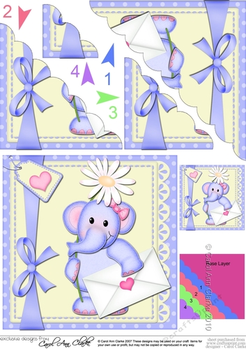 Cute Lola Elephant has a Letter & Flower Scalloped Corner Stacker