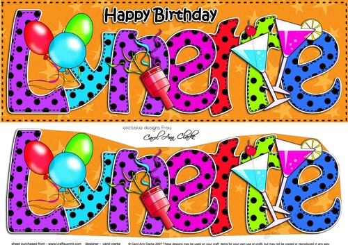 Large DL Birthday LYNETTE 3D decoupage