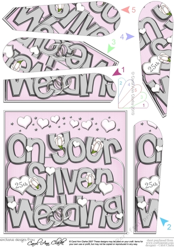 Silver Wedding Anniversary Fan Pyramage Topper