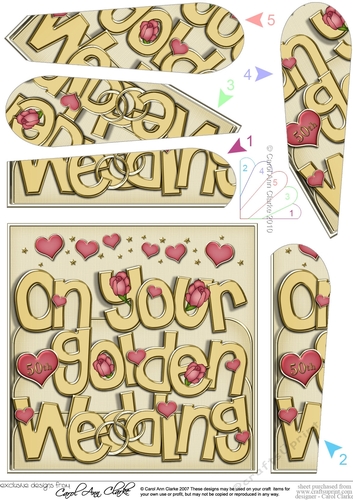 Golden Wedding Anniversary Fan Pyramage Topper