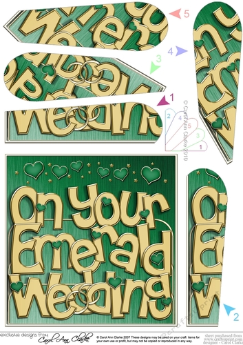 Emerald Wedding Anniversary Fan Pyramage Topper