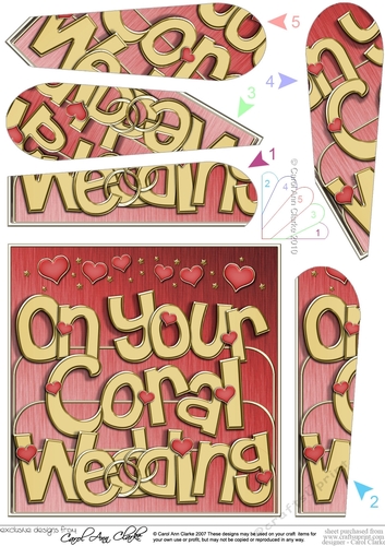 Coral Wedding Anniversary Fan Pyramage Topper