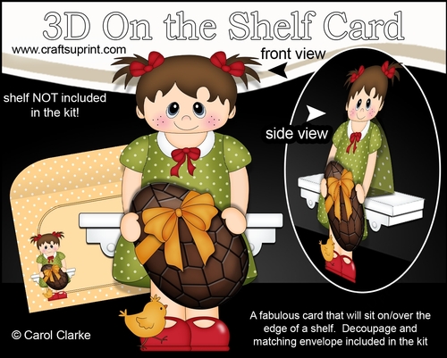3D On the Shelf Card Kit - Easter Toddler Lille has a Lovely big chocolate Easter Egg
