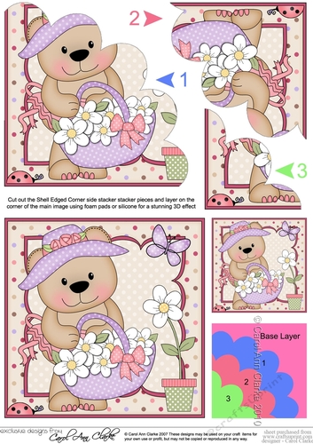 Livvy Bear has a Basket of Flowers Corner side stacker