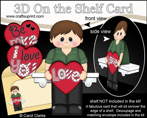 3D On the Shelf Card Kit - Valentine Heart Love & Romance Boy Corey