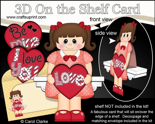 3D On the Shelf Card Kit - Valentine Heart Love & Romance Girl Lacey