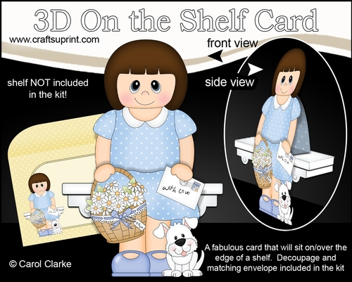 3D On the Shelf Card Kit - Jinny has a Basket of Daisies, letter & Dog Joi